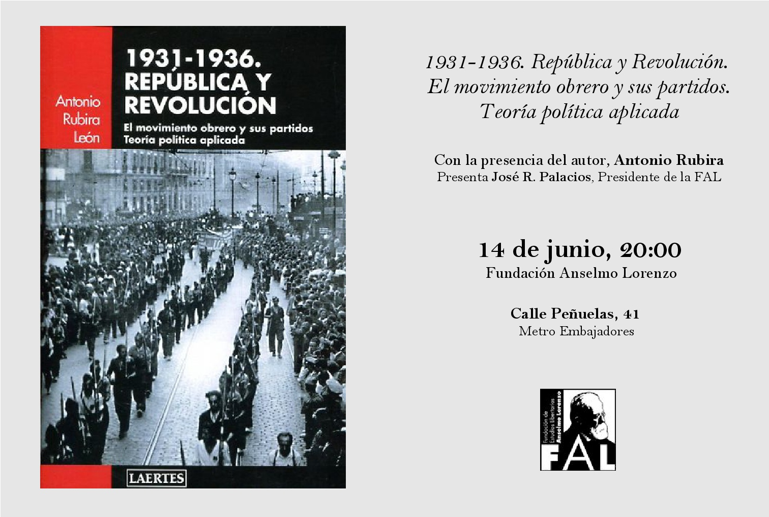 Presentación de '1931-1936. República y Revolución. El movimiento obrero y sus partidos. Teoría política aplicada'